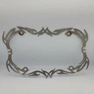 Laser Cut Sharp Looking Silver Thin Aluminum License Plate Frame Front Or Rear - Picture 1 of 2