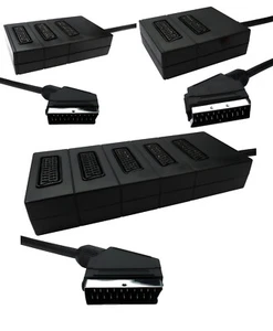 SCART Splitter Box .5m Cable in 2 port, 3 port, 5 port version Male to Females - Picture 1 of 7