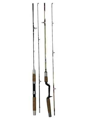 2 cañas de pescar giratorias Heddon 906 Progressive Taper&Garcia Conolon 2327 de colección Foto 1 de 4