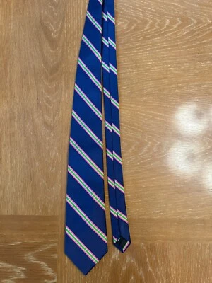 J.Crew Men's Tie Classic Navy Pink Green Striped Silk Neck Tie Preppy Style Foto 1 de 4