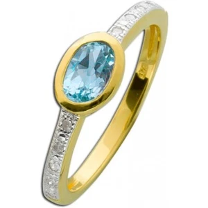 BLAUTOPAS & DIAMANT Ring, 925/- Echt Silber vergoldet, Größenauswahl - Bild 1 von 5