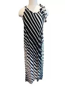 Ella Moss Women's Dress Size S Black/White Stripe Wrap Sleeveless Tie Shoulder - Picture 1 of 8
