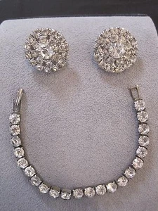 strass armband clip on ohrringe set vintage - Bild 1 von 1