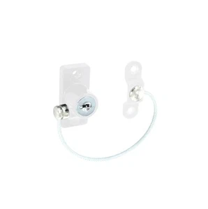 WHITE SAFETY WINDOW RESTRICTOR LOCK UPVC/Wooden Door Child Security Wire Cable - Picture 1 of 1