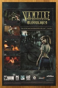 2005 Vampire The Masquerade: Bloodlines PC Vintage Print Ad/Poster Game Art 00's - Picture 1 of 4
