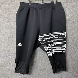 adidas Knee Length Thermal Jogger Pants Men XL Black Elastic Waist Drawstring - Picture 1 of 12