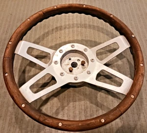 GRANT GT CHALLENGER WOOD + CHROME STEERING WHEEL + HUB ADAPTER RARE VINTAGE!!! - Picture 1 of 5