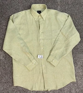 NWT Jos A Bank 100% Linen Travelers Collection Sz L Button Down Shirt Light Gren - Picture 1 of 8