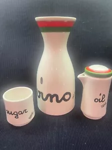 3-PIECE SET VINTAGE BALDELLI ITALIAN POTTERY VINO, OIL, SUGAR - Picture 1 of 6