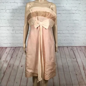 Vestido de Fiesta Vintage Años 60 Rubor Melocotón Volantes Corpiño Ajustado Correa Lazo Frontal M L - Imagen 1 de 9