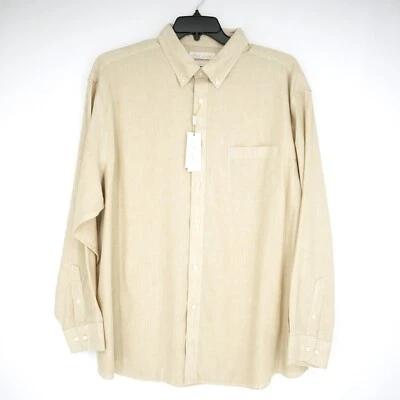 Roundtree & Yorke Gold Label Shirt XXL Khaki Solid Non-Iron Linen Blend NWT - Image 1 of 4