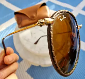 Occhiali da sole Ray Ban 'RB 3475-Q 9041 rotondi artigianali' pelle cucita Italia ***RARI - Foto 1 di 13