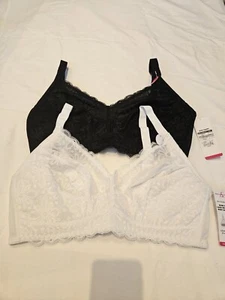 Set 2 Bras Bralette Lace Ashley Stewart Wireless Full Coverage Plus Size 1X NWT - Picture 1 of 7