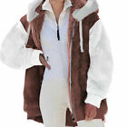 Womens Winter Warm Faux Fur Jacket Coats Casual Mixed Color Plush Hooded Outwear