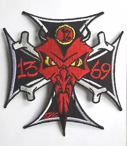 EISERNES KREUZ TEUFEL 1 % BESTICKT Bbiker AUFNÄHER/AUFBÜGELN MÜTZE Emblem - Bild 1 von 2