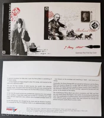 Guernsey Stamps: "One Penny Postage" £2.00 Miniature Sheet FDC 2015 - Image 1 of 3