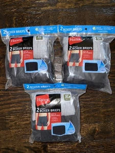 NEW 6 Pair Hanes Boxer Briefs Men’s XL 40-42 Black & Gray Soft Breathable - Picture 1 of 3