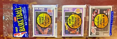 Paquete de rack Fleer NBA Fleer 1989 sellado de fábrica Kevin Johnson RC Top Ewing pegatina trasera Foto 1 de 4