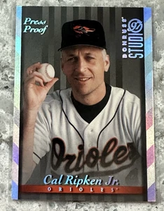 Donruss Studio Silver #51 1997 prueba de prensa/1500 Cal Ripken Jr Salón de la fama - Imagen 1 de 2