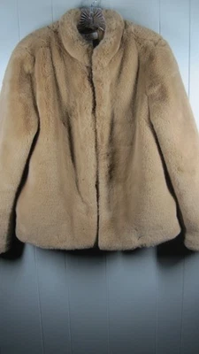 Abrigo Magaschoni Para Mujer M Marrón Claro Fau x Piel Gancho y Ojo Cerrar Bolsillos Formal Foto 1 de 4