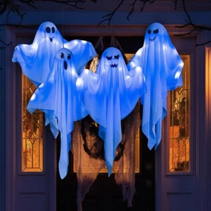 4er Pack Halloween hängende Geist Dekorationen, 27,5" leuchtender gruseliger schwimmender Geist - Bild 1 von 3