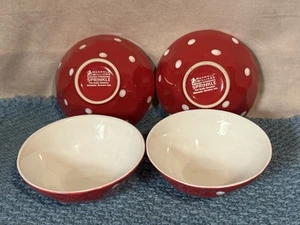 Set Of 4 Maxwell & Williams SPRINKLE RED / White Dot Fruit/Dessert/Sauce Bowls - Picture 1 of 3