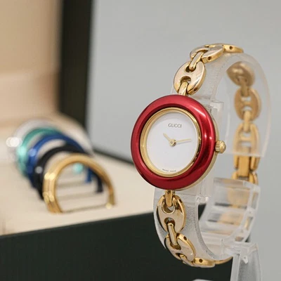 *NEAR MINT w/Case* Vintage GUCCI 11/12.2 Change Bezel 6 Color Quartz Women Watch - Image 1 of 4