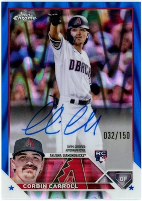 Corbin Carroll 2023 Topps Chrome Rookie Auto RA-CCA Blue Raywave Refractor /150 - Image 1 of 2