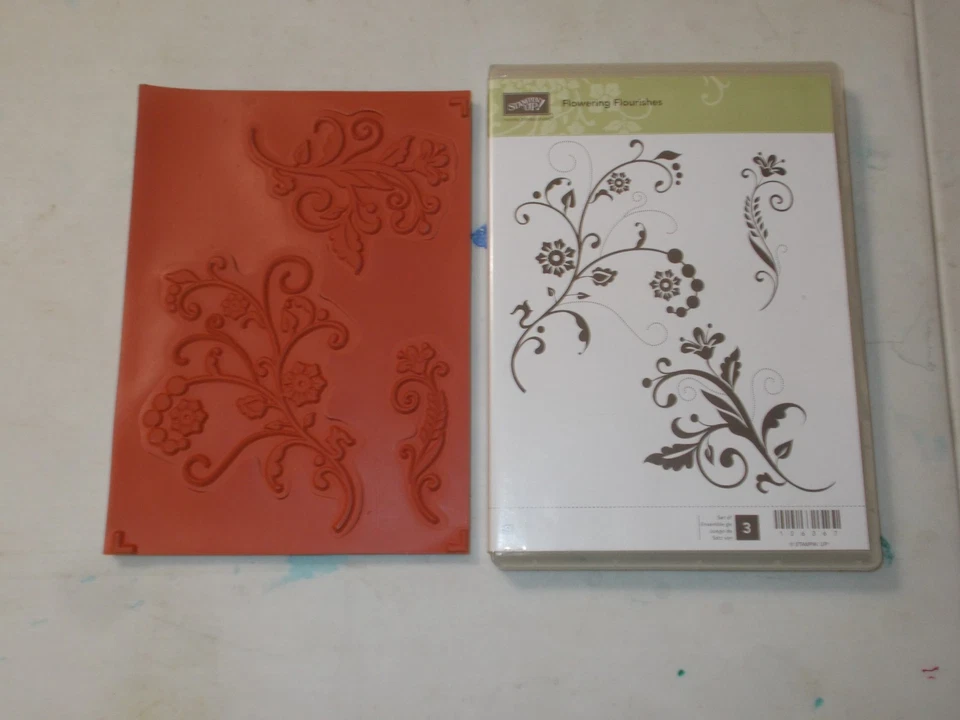 Stampin up Flowering Flourishes Clear Mount 126367 Retired 3 Stamp Set