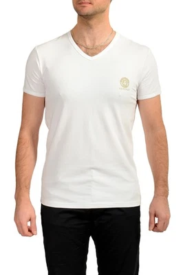 Camiseta Versace Para Hombre Dorada Estampado Medusa Blanca Versace Talla 7 US XL IT 54 Foto 1 de 4