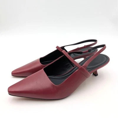 Vince Venice Slingback Kitten Heel Pumps Pointed Toe Women's Crimson US10M EU41 - Image 1 of 4