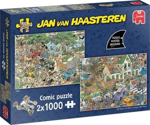 Jumbo Jigsaw Puzzle 2x1000 Pieces Safari & Storm Jan van Haasteren - Picture 1 of 3