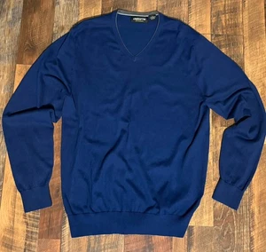 Maglione pullover Claiborne uomo blu scollo a V taglia large performance termolite usato in ottime condizioni - Foto 1 di 6