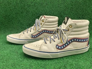 VANS SK8 Hi Americana Leather Skate Shoes Red White Blue Stars Men's Size 9 - Picture 1 of 9
