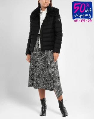 RRP€2205 MONCLER GAMME ROUGE Cashmere Flannel Jacket Size 0 XS Shearling Collar - Imagem 1 de 4