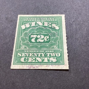 #RE47  VF used  Wine Stamp 72c-1916 - Picture 1 of 2