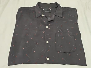 AllSaints MORSE Black Red Hearts Relaxed Fit Camp Shirt SZ Medium  - Picture 1 of 15
