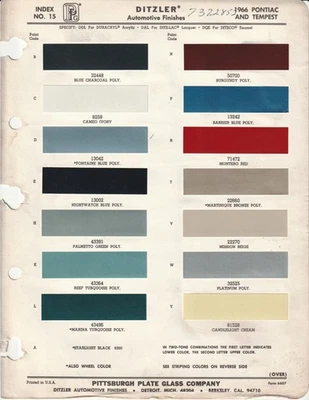 1966 PONTIAC LEMANS BONNEVILLE GTO TEMPEST GRAND PRIX LASCAS DE TINTA (DITZLER) - Imagem 1 de 2