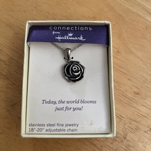Collana in acciaio inox con ciondolo rosa Hallmark Connections From - Foto 1 di 4