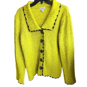 KINTAMANI Wind River Artsy Green iridescent oversized buttons cardigan sz XL - Picture 1 of 7