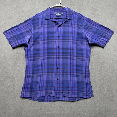 Camisa Polo Ralph Lauren De Colección Para Hombres Mediana Púrpura Cuadros Caldwell Cuello Lazo Foto 1 de 4