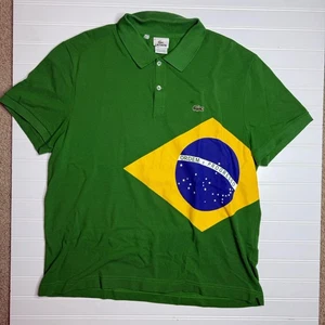 Lacoste Brazil Flag Polo Men 8 Green Yellow Blue Short Sleeve - Picture 1 of 6