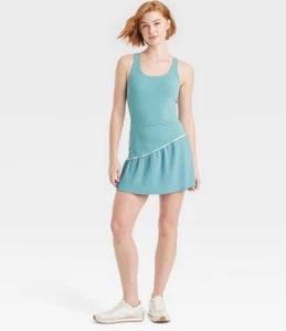 Vestido activo plisado asimétrico tejido para mujer JoyLab verde azulado incorporado S - Imagen 1 de 3