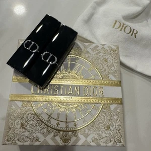 Christian Dior Rouge Mini Lipstick Set - 2 Mauve And Red Colors With Bag And Box - Picture 1 of 7