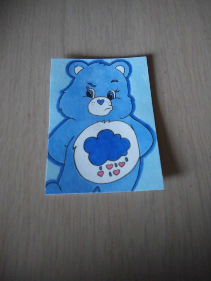 ACEO Original Mixed Media Painting Art Card ATC Cartoon Care Bears 6 - Image 1 of 1