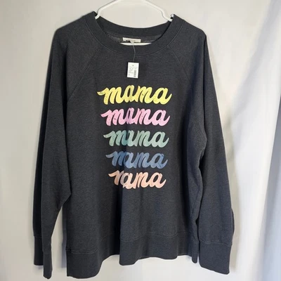 Maurices Mama Graphic Sweatshirt Charcoal Gray Multi Color Rainbow Print 1X - Image 1 of 4