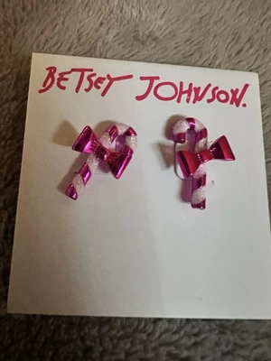 Betsy Johnson маленький конфеты трости серьги новый после праздника Рождество розовый - Изображение 1 из 2
