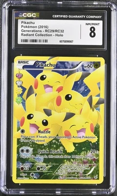 CGC 8 Pikachu 2016 Generations RC29/RC32 Radiant Collection Holo Pokemon Card - Image 1 of 2