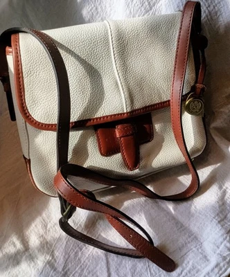 Liz Claiborne White Pebbled Crossbody with Brown Detailing New Without Tags - Image 1 of 4