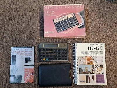 Vintage HP 12C Calculator, Case,  Manual, Original Box And HP Accessories  Book - Image 1 of 4